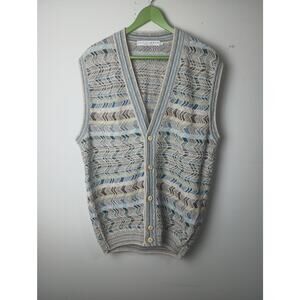 Men's Fair Isle Cardigan Vest Equili‎ Brio Button Front Large Cottage core boho